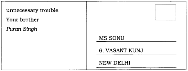 CBSE Class 8 English Postcard Writing 2