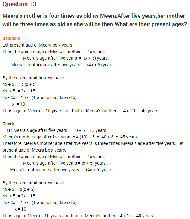 Extra Questions for Class 8 Maths Linear Equations in One Variable Q8