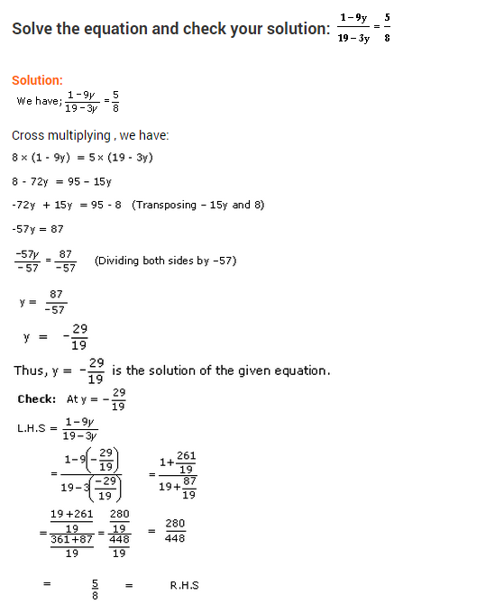 Linear Equations in one variable class 8 practice questions