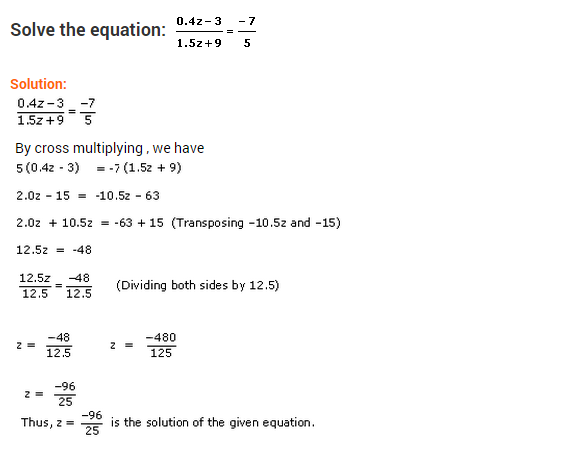 Linear Equations in one Variable Class 8 Worksheets