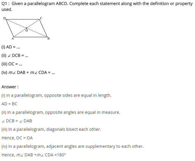 NCERT Solutions for Class 8 Maths Chapter 3 Understanding Quadrilaterals Ex 3.3 q-1