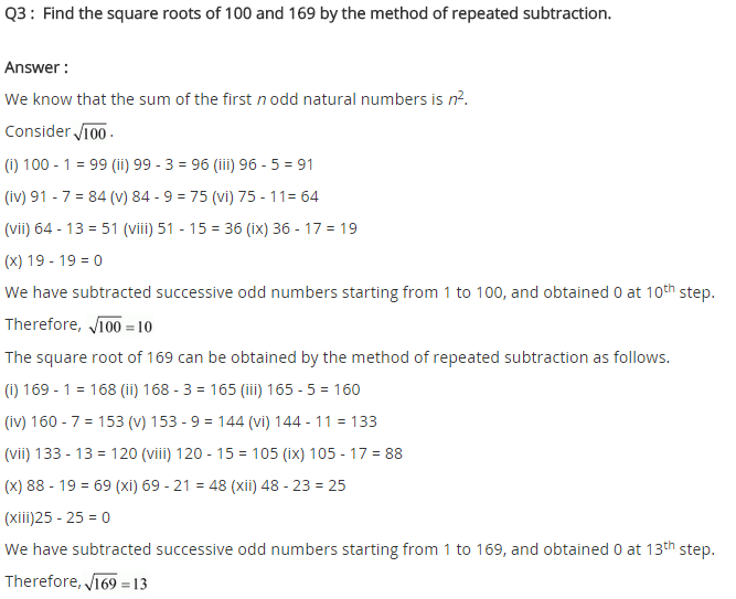 NCERT Solutions for Class 8 Maths Chapter 6 Squares and Square Roots Ex 6.3 Q3