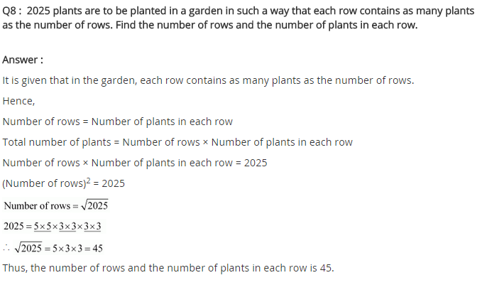 NCERT Solutions for Class 8 Maths Chapter 6 Squares and Square Roots Ex 6.3 Q8
