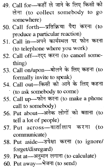 RBSE Class 7 English Grammar Phrasal Verbs 3